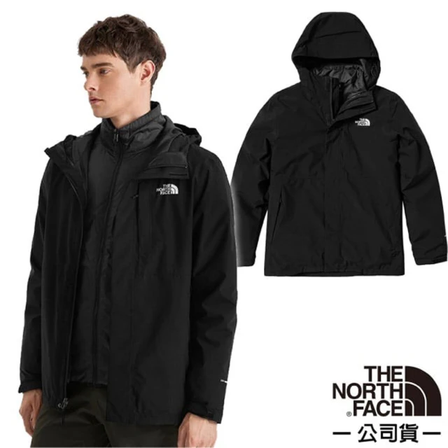 The North Face 男 3效能 防水透氣防風耐磨連帽二件式外套_亞洲版型/夾克.風雨衣(81RN-JK3 黑)