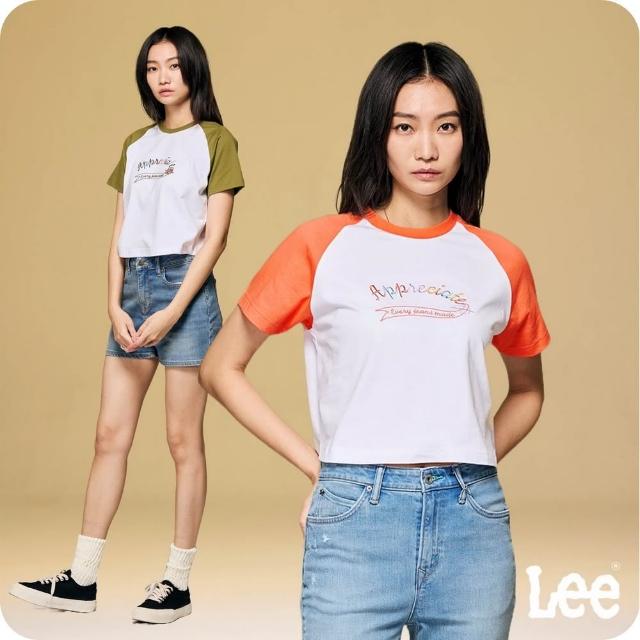 【Lee 官方旗艦】女裝 短袖T恤 / 撞色連袖 共2色 季節性版型 / 101+系列(LB402042166 / LB402042170)