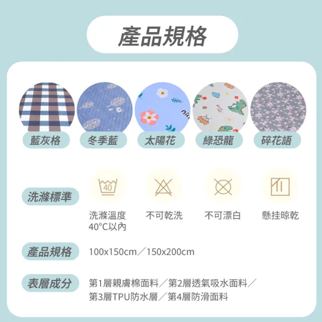 【寢聚 Sleep Club】買一送一 可水洗防水隔尿墊 保潔墊 單人100×150CM(嬰兒尿墊 尿布墊 生理墊 產褥墊)