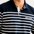 【Arnold Palmer 雨傘】男裝-時尚條紋網眼短袖POLO衫(深藍色)