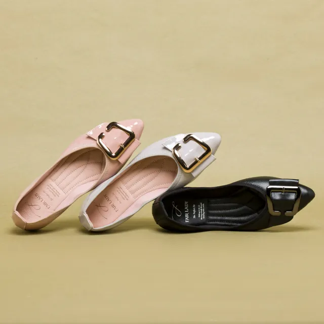 【FAIR LADY】我的旅行日記 時髦金屬腰帶釦平底鞋(櫻花粉、502759)