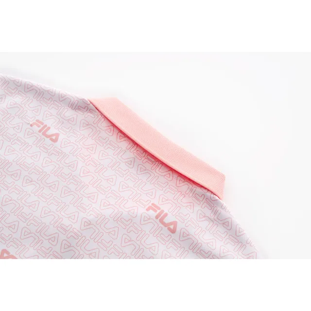 【FILA官方直營】女滿版LOGO吸濕排汗短袖POLO衫-粉色(5POY-1724-PK)