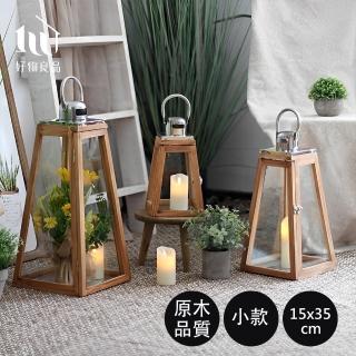 【好物良品】小款 燭臺花藝原木玻璃裝飾造景(附LED蠟燭｜原木燈座 園藝裝飾 蠟燭臺 花藝 造景佈置)
