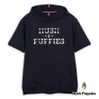 【Hush Puppies】男裝 帽T 經典格紋矽膠英文刺繡狗短袖帽T(丈青 / 43102103)
