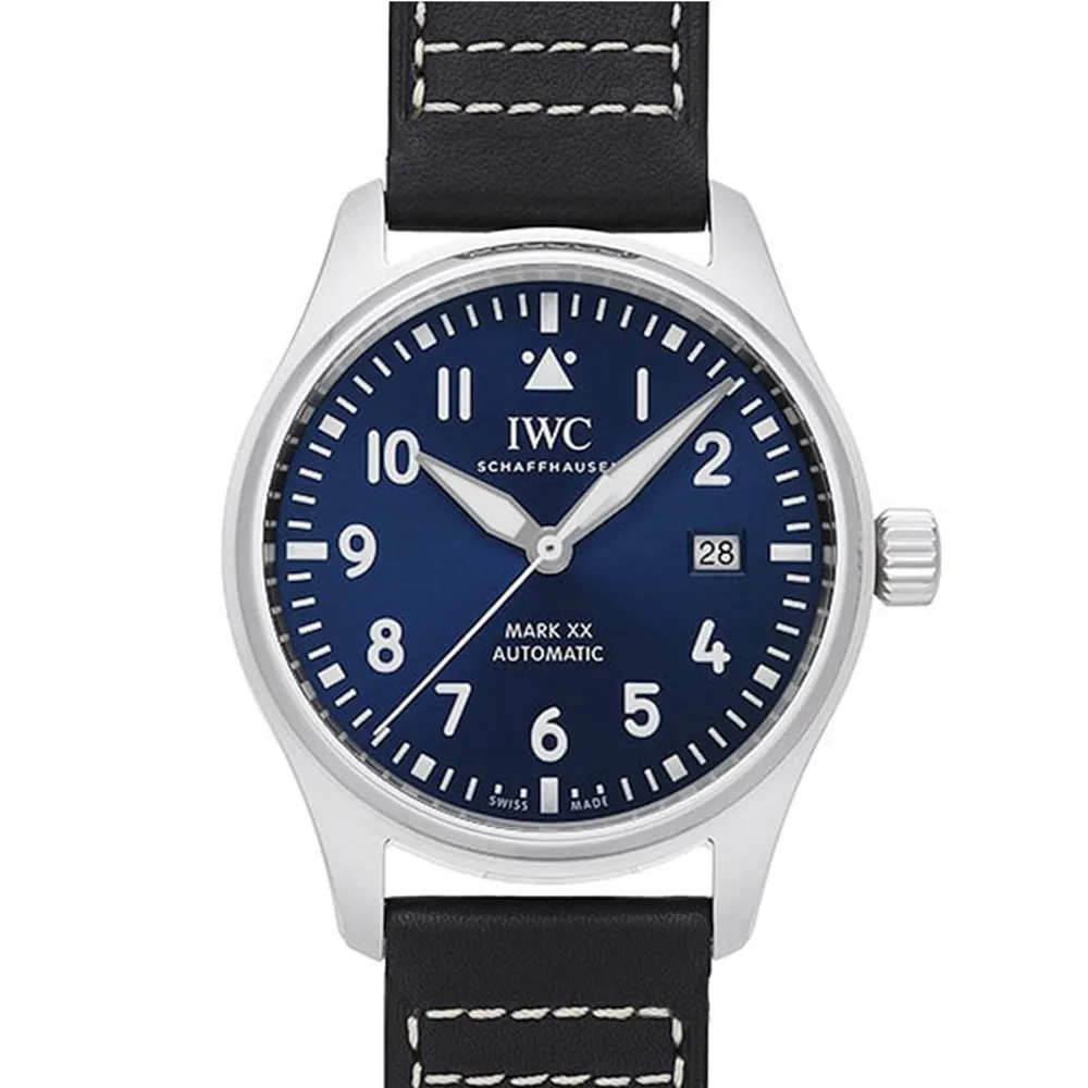 【IWC 萬國錶】馬克二十飛行員皮帶款x藍面藍皮帶x40mm(IW328203)