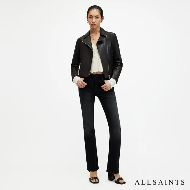 【ALLSAINTS】VELA 柔軟羊皮雙口袋騎士皮衣外套- 黑金 W089LB(修身版型)