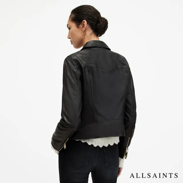 【ALLSAINTS】VELA 柔軟羊皮雙口袋騎士皮衣外套- 黑金  W089LB(修身版型)