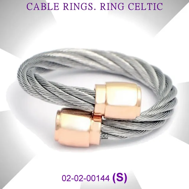 【CHARRIOL 夏利豪】Ring Celtic凱爾特人鋼索戒指-玫瑰金圓筒頭銀索S款-加雙重贈品 C6(02-02-00144-S)