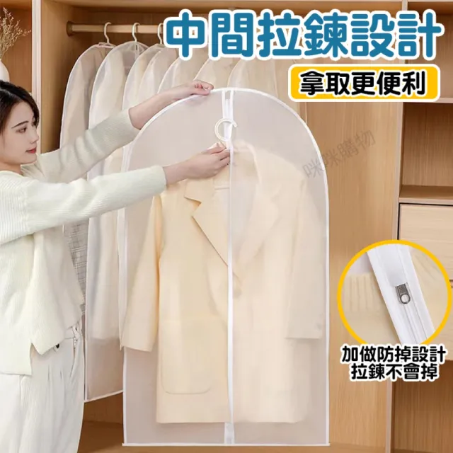 【咪咪購物】衣服防塵套｜拉鍊款｜60ｘ80｜一入(透明衣服防塵套 衣物防塵袋 衣服 大衣 外套 西裝 防塵套)