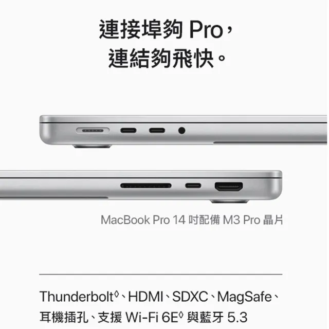 【Apple】512G固態行動碟★MacBook Pro 14吋 M3 Pro晶片 11核心CPU與14核心GPU 18G/512G SSD