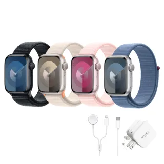充電全配組【Apple 蘋果】Apple Watch S9 GPS 41mm(鋁金屬錶殼搭配運動型錶環)