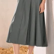 【ILEY 伊蕾】立體打摺西裝長裙(鐵灰色；M-XL；1241602207)