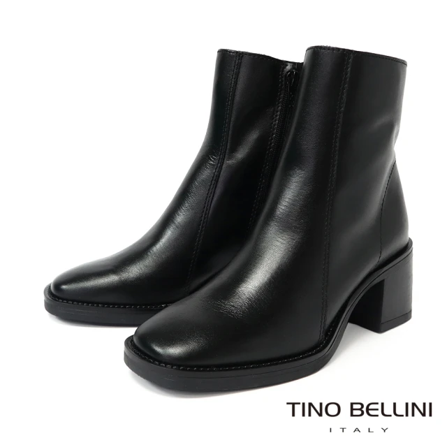 TINO BELLINI 貝里尼 義大利進口方頭粗跟短靴FWOT019(黑色)