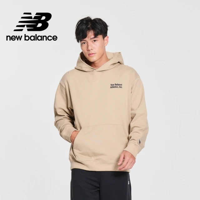 NEW BALANCE NB 背面標語寬鬆連帽上衣_男性_卡其色_MT41539SOT(美版 版型偏大)