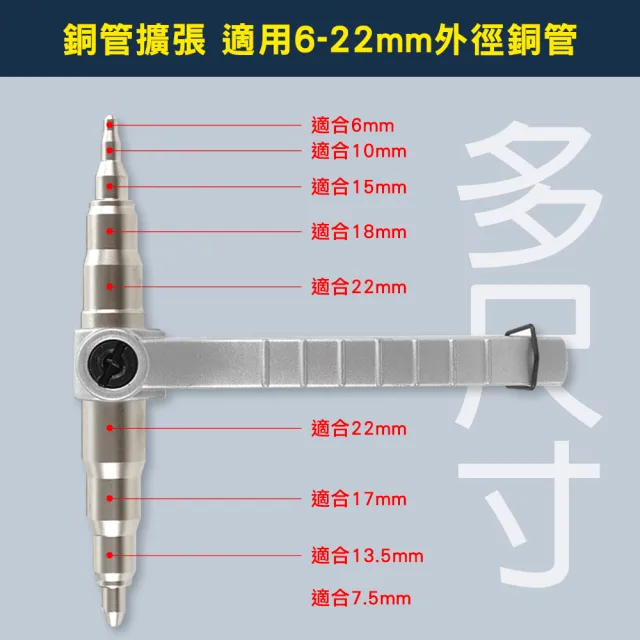 【冠和工程】漲管器 脹管器6-22mm 冷氣空調擴口器 銅管接頭 手動漲管器 TE622-F(空調輔助工具 水管擴管器)