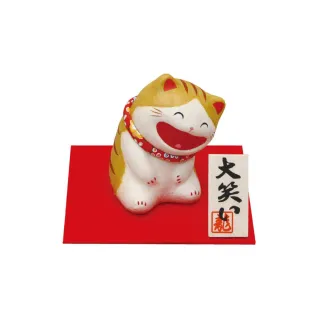 【RYUKODO龍虎堂】日本手工製和紙捧腹大笑開運擺飾(虎紋貓咪款)