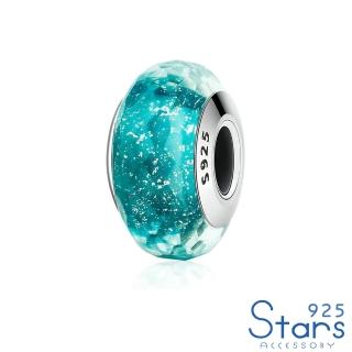 【925 STARS】純銀925串珠 琉璃串珠/純銀925璀璨閃爍多面切割琉璃串珠(亮青)