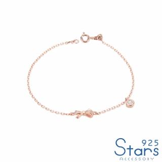【925 STARS】純銀925微鑲美鑽鋯石復古蝴蝶結造型手鍊(純銀925手鍊 美鑽手鍊 蝴蝶結手鍊)