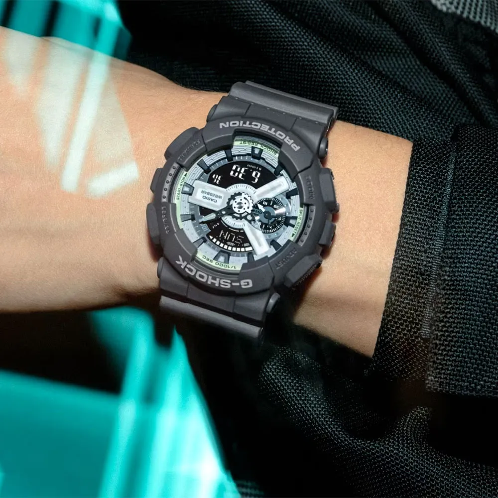 【CASIO 卡西歐】G-SHOCK 綠光系列雙顯運動手錶 送禮 禮物 推薦(GA-110HD-8A)
