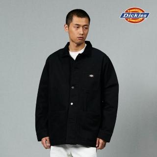 【Dickies】男款水洗黑純棉帆布耐磨經典工裝外套｜DK013053C40