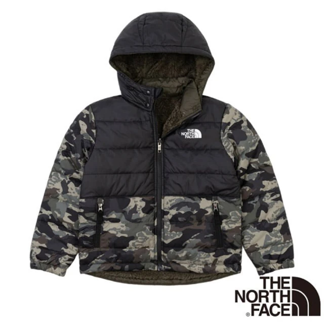 The North Face 童 迷彩防潑水雙面穿保暖連帽鋪棉外套/機能性運動衫(7WOX-94V 迷彩)