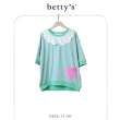 【betty’s 貝蒂思】蕾絲領口橫條紋五分袖T-shirt(共二色)