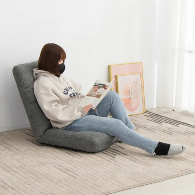 【好氣氛家居】日系和風棉麻舒適加大單人沙發/和室椅(六段調節)