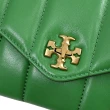 【TORY BURCH】簡約經典雙T LOGO條紋皮革翻蓋手提包兩用包(綠)