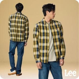 【Lee 官方旗艦】男裝 長袖襯衫 / 經典撞色格紋 薑黃棕 舒適版型(LB407002171)