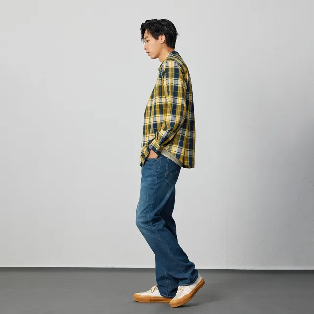 【Lee 官方旗艦】男裝 長袖襯衫 / 經典撞色格紋 薑黃棕 舒適版型(LB407002171)