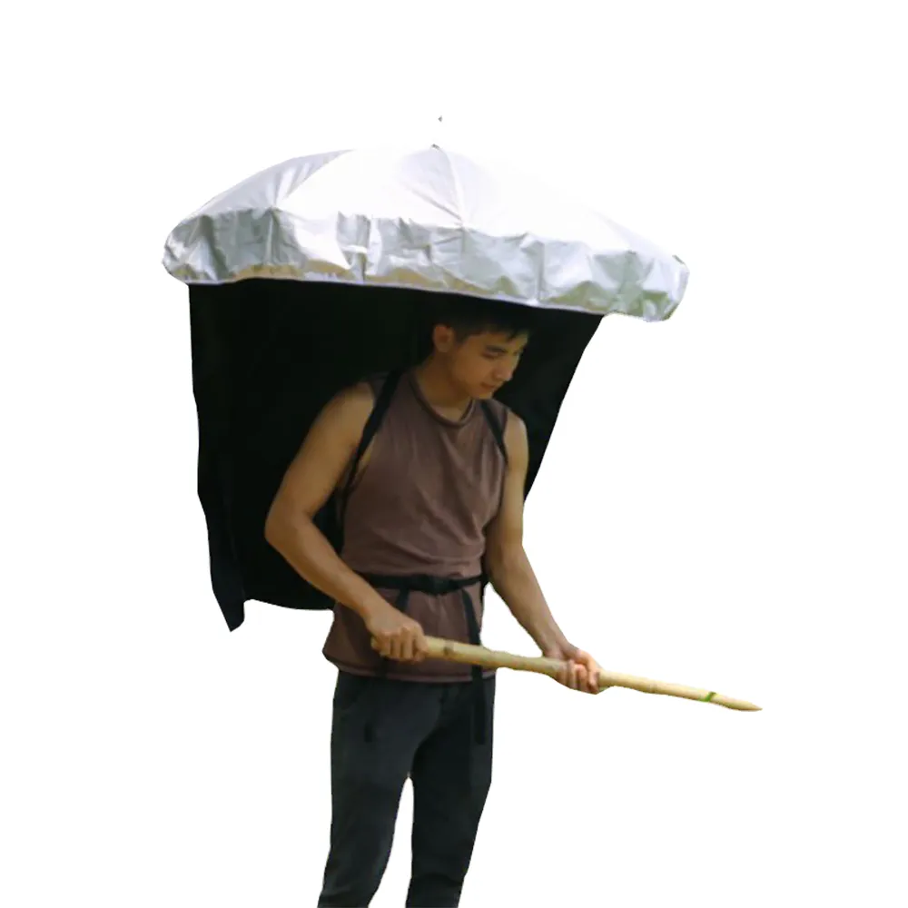 【FILLE CLAIR】農用可背式采茶遮陽傘(防曬晴雨傘釣魚傘)