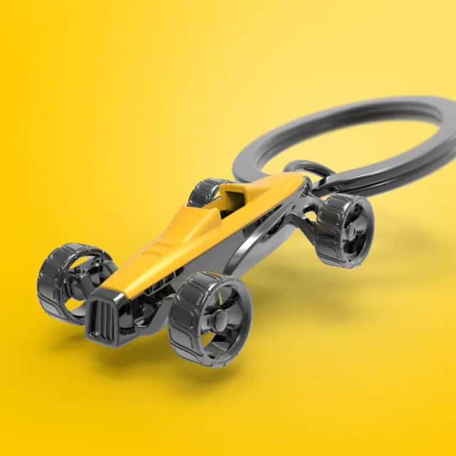 【Metalmorphose】MTM黃色四驅車造型質感鑰匙圈(任兩件贈真皮鑰匙掛環)