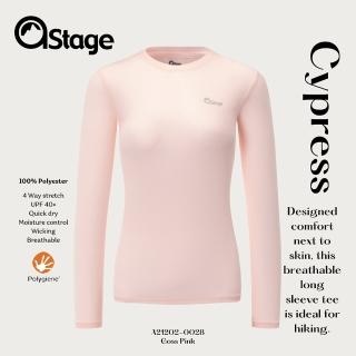 【AStage】Cypress T-Shirt 透氣快乾長袖排汗衣 女 高斯粉(銀離子機能運動上衣)