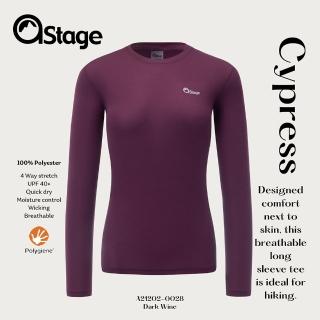 【AStage】Cypress T-Shirt 透氣快乾長袖排汗衣 女 葡萄酒紫(銀離子機能運動上衣)