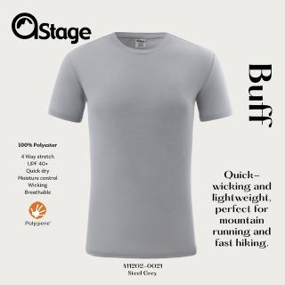 【AStage】Buff T-Shirt 透氣快乾短袖排汗衣 男 鐵灰(銀離子機能運動上衣)