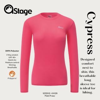 【AStage】Cypress T-Shirt 透氣快乾長袖排汗衣 女 青春粉(銀離子機能運動上衣)