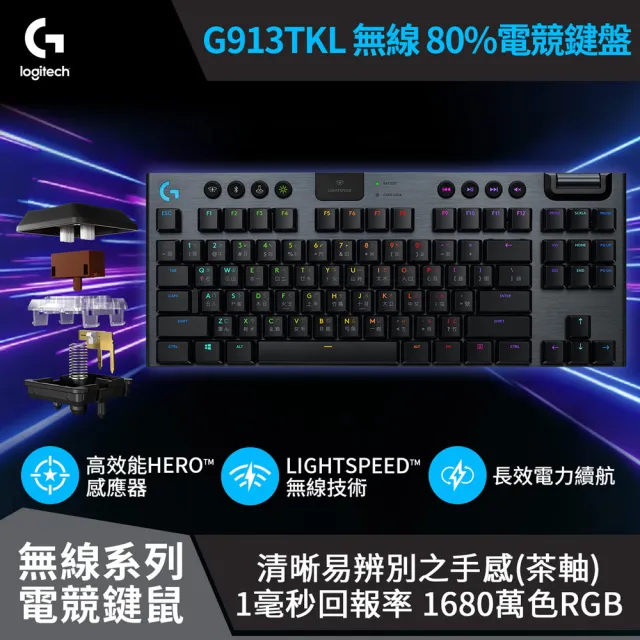 Logitech G】G913 TKL 無線80%機械式電競鍵盤- momo購物網- 好評推薦