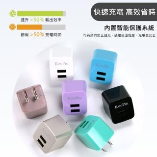 【KooPin】E8智能 雙USB輸出電源供應器/充電器(2.4A)