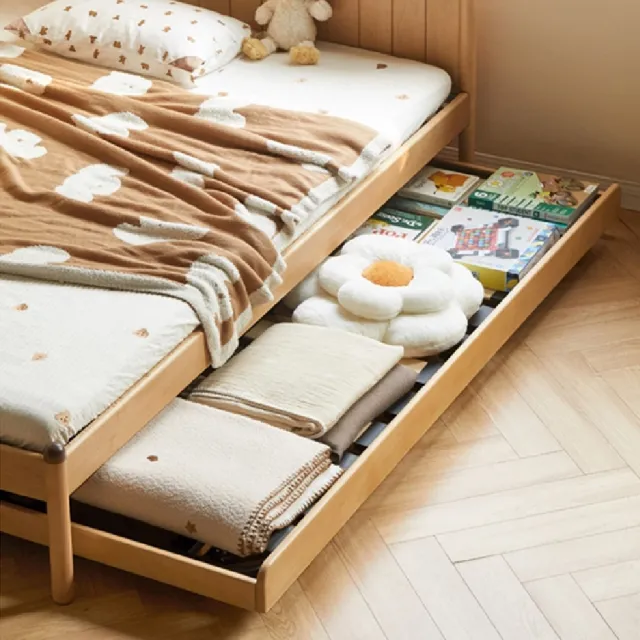 【Taoshop 淘家舖】Ｗ - 實木兒童床簡約子母床歐洲櫸木上下床臥室抽拉雙層床 C02039(1.2X2米山毛櫸－上床)