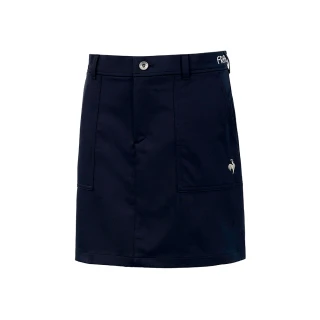 【LE COQ SPORTIF 公雞】高爾夫系列 女款藏青色兩側開岔彈性機能短裙 QLT8J701
