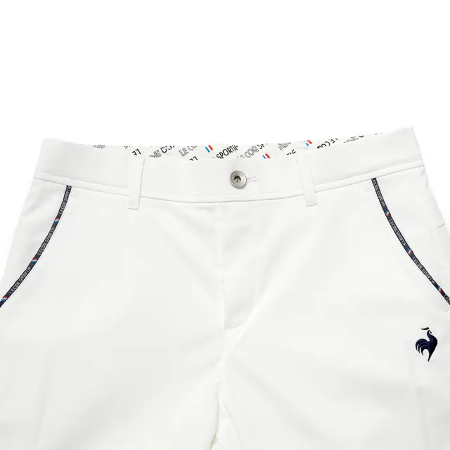 【LE COQ SPORTIF 公雞】高爾夫系列 女款白色彈性減壓機能九分長褲 QLT8J802
