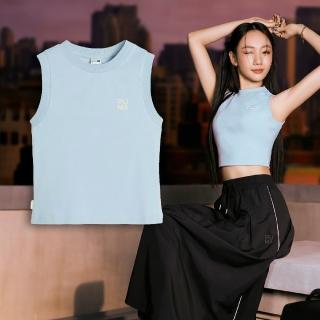 【PUMA】背心 Infuse Tank Top 女款 藍 象牙白 短版 合身 無袖 Julia 吳卓源 著用款(624308-22)