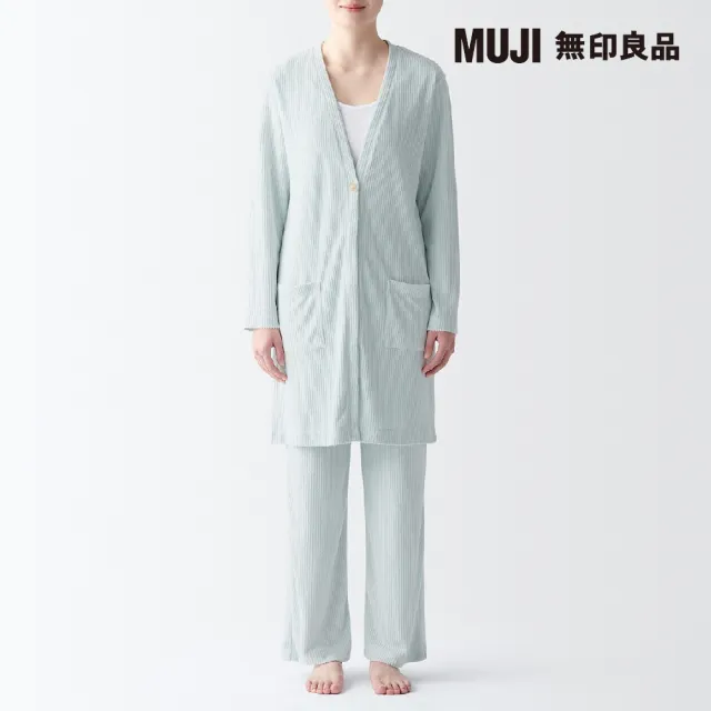 【MUJI 無印良品】女嫘縈混聚酯纖維圈絨螺紋長版開襟衫(共3色)