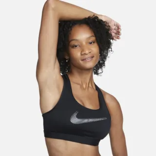 【NIKE 耐吉】運動內衣 女款 中度支撐 AS W NK DF SWSH PDED HBR BRA 黑 FB4125-010