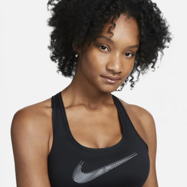 【NIKE 耐吉】運動內衣 女款 中度支撐 AS W NK DF SWSH PDED HBR BRA 黑 FB4125-010