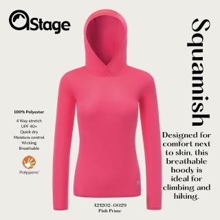 【AStage】Squamish 透氣快乾長袖排汗衣 女 青春粉(銀離子機能運動上衣)