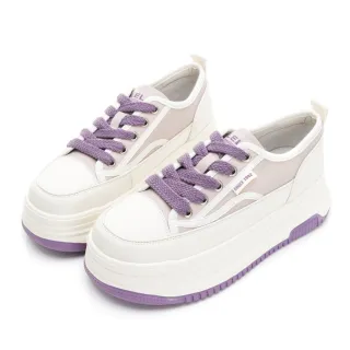 【GDC】素色童趣簡約綁帶厚底休閒鞋-紫色(326196-16)