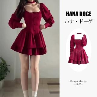 【HANA DOGE 】性感純慾風顯瘦修飾蛋糕裙褲+上衣小禮服套裝(聖誕節新年必備穿搭)