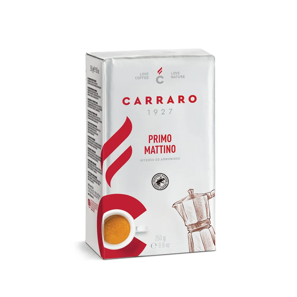 即期品【CARRARO】經典 PRIMO MATTINO 研磨咖啡粉(250g 效期2024/12/22)
