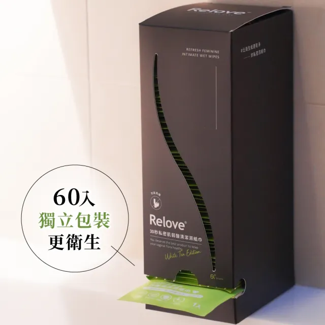 【Relove】30秒私密肌弱酸清潔濕紙巾60片裝/盒(私密清潔 獨立包裝更衛生)